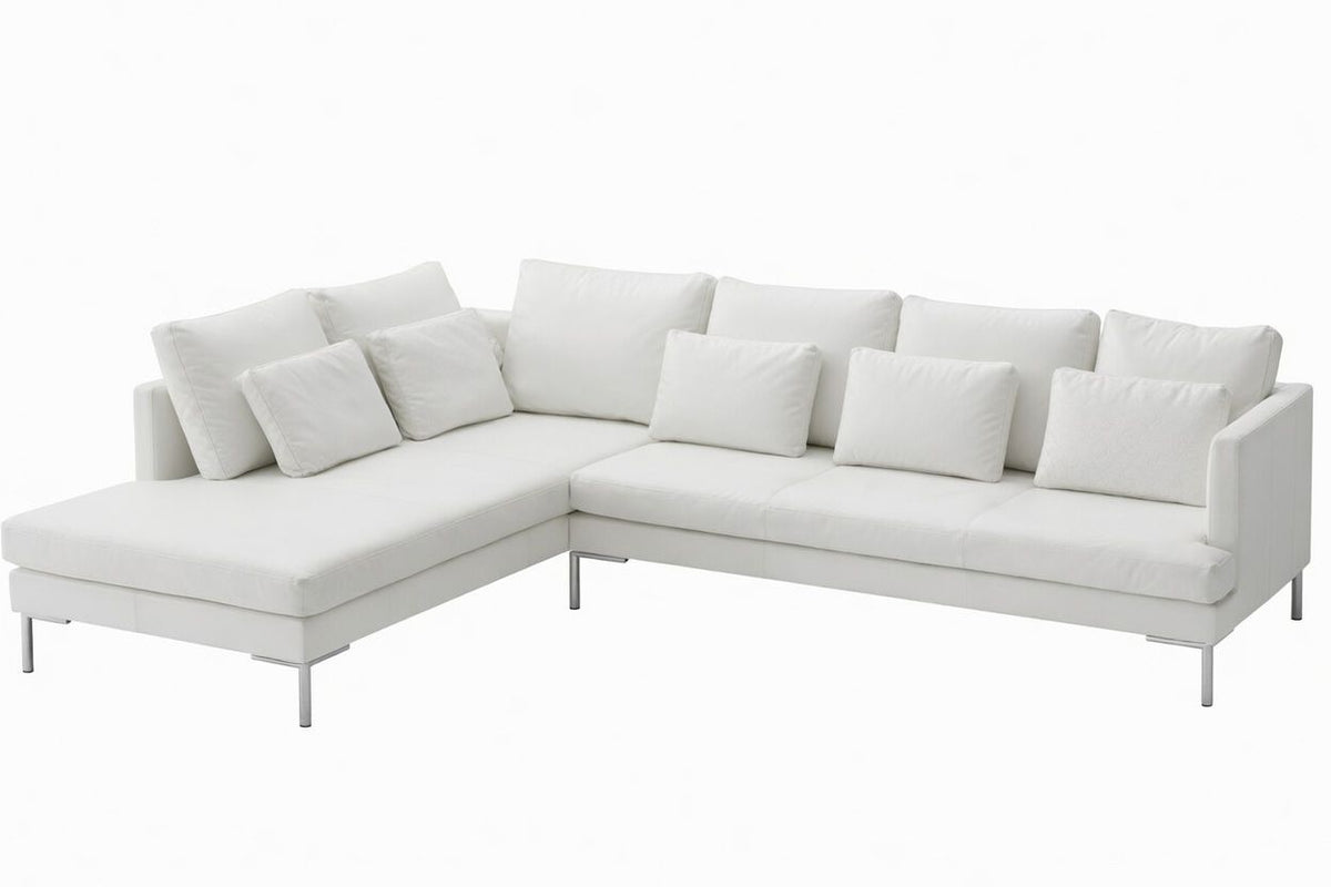 BoConcept Istra Corner Sofa with Chaise Longue in White Salto Leather