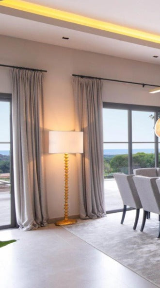 Gold-Finish Floor Lamp with Ivory Shade